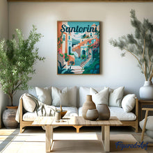Afbeelding in Gallery-weergave laden, Schilderen op Nummer - Reisposter Santorini in Bloei