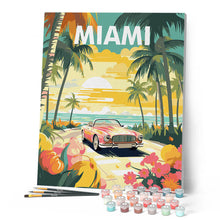 Afbeelding in Gallery-weergave laden, Schilderen op Nummer - Reisposter zonsondergang in Miami