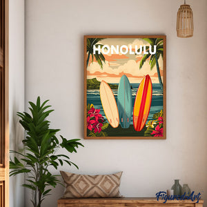 Schilderen op Nummer - Reisposter Honolulu