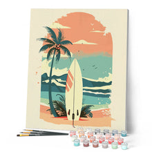 Afbeelding in Gallery-weergave laden, Schilderen op Nummer - Surfplank op het strand
