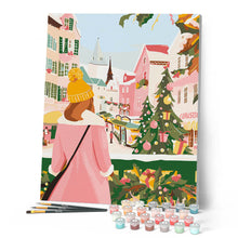 Afbeelding in Gallery-weergave laden, Schilderen op Nummer - Meisje op de kerstmarkt