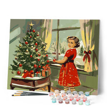 Afbeelding in Gallery-weergave laden, Schilderen op Nummer - Vintage kerstmeisje