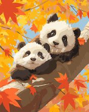 Afbeelding in Gallery-weergave laden, Schilderen op Nummer - Panda Welpen in de Herfst