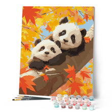 Afbeelding in Gallery-weergave laden, Schilderen op Nummer - Panda Welpen in de Herfst