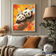 Afbeelding in Gallery-weergave laden, Schilderen op Nummer - Panda Welpen in de Herfst