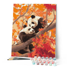 Afbeelding in Gallery-weergave laden, Schilderen op Nummer - Panda-tweelingen in de Herfst