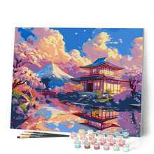 Afbeelding in Gallery-weergave laden, Schilderen op Nummer - Tempeluitzicht met de Mount Fuji