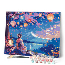 Afbeelding in Gallery-weergave laden, Schilderen op Nummer - Meisje, Lantaarns en Mount Fuji