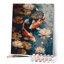 Afbeelding in Gallery-weergave laden, Schilderen op Nummer - Vintage Koi Karper en Bloemen