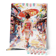 Afbeelding in Gallery-weergave laden, Schilderen op Nummer - Yukata Meisje op de Feeststraat