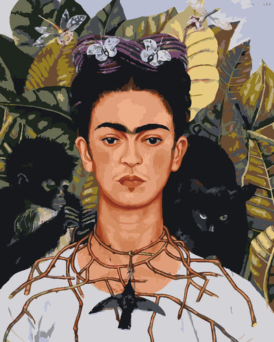 Schilderen op Nummer - Frida - Zelfportret met doornenketting en kolibrie