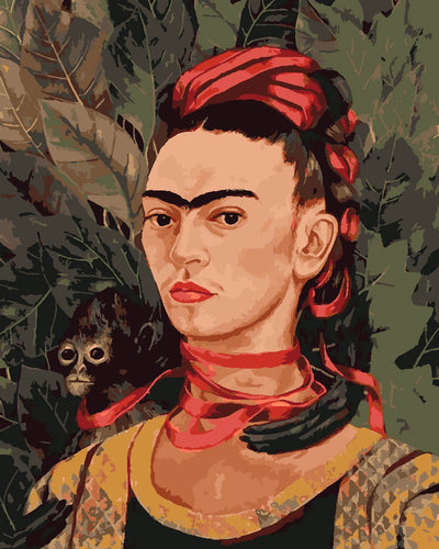 Schilderen op Nummer - Frida - Zelfportret met aap 1940
