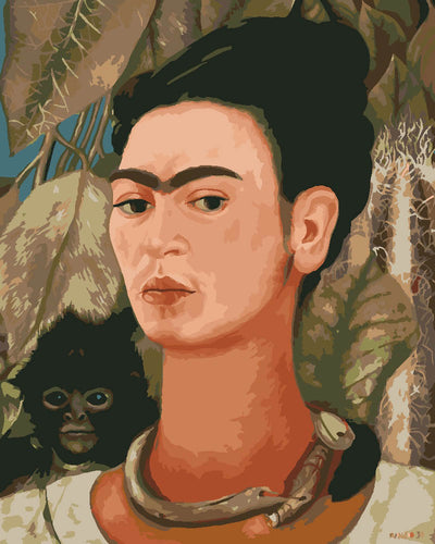Schilderen op Nummer - Frida - Zelfportret met aap 1938