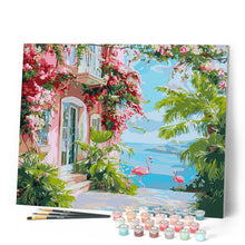 Afbeelding in Gallery-weergave laden, Schilderen op Nummer - Roze villa aan het strand