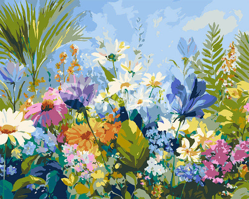 Schilderen op Nummer - Veld met kleurrijke bloemen