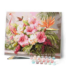 Afbeelding in Gallery-weergave laden, Schilderen op Nummer - Hibiscus en flamingo