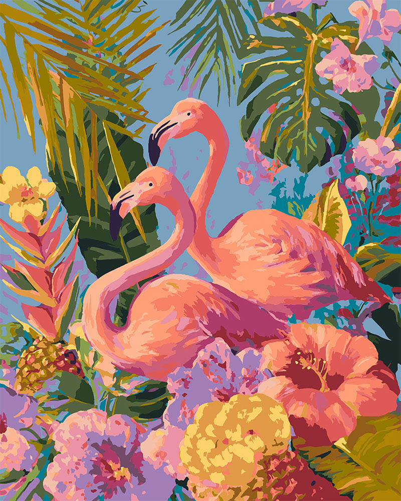 Schilderen op Nummer - Tweeling flamingo's