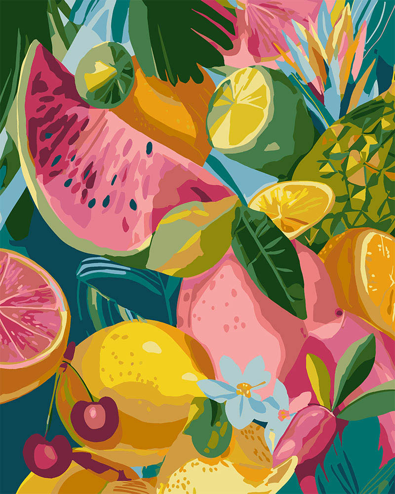 Schilderen op Nummer - Tropische fruitmix