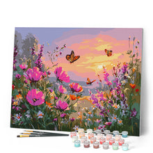Afbeelding in Gallery-weergave laden, Schilderen op Nummer - Zonsondergang tussen de Bloemen