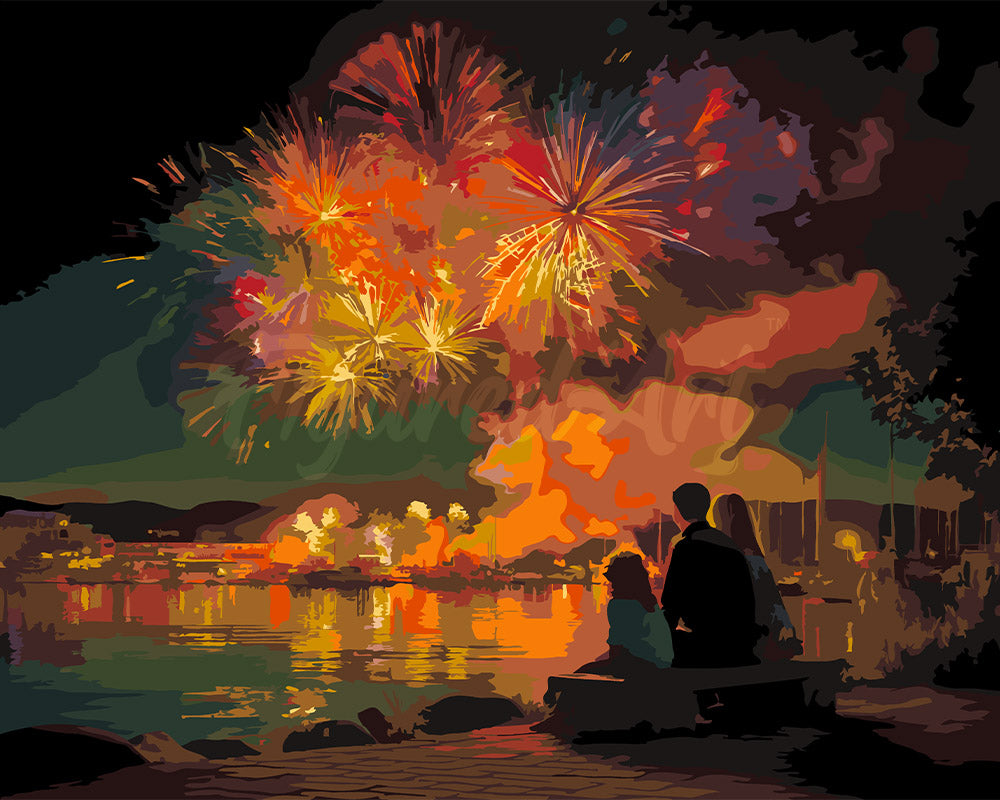 Schilderen op Nummer - Familie en Vuurwerk