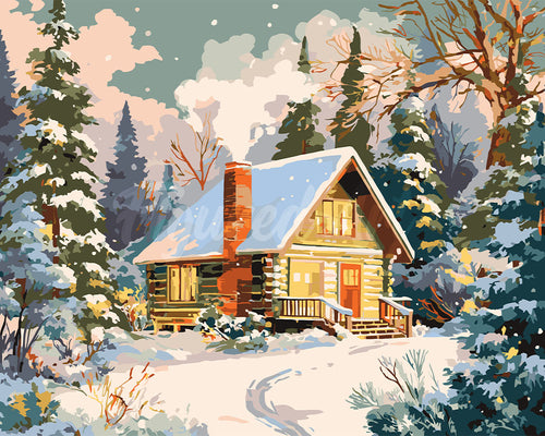 Schilderen op Nummer - Winterhuisje