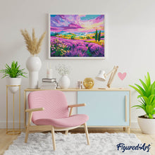 Afbeelding in Gallery-weergave laden, Schilderen op Nummer - Lavendelheuvels bij Zonsondergang