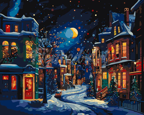 Schilderen op Nummer - Halve Maan in de Winter