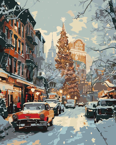 Schilderen op Nummer - Winterstraat in New York