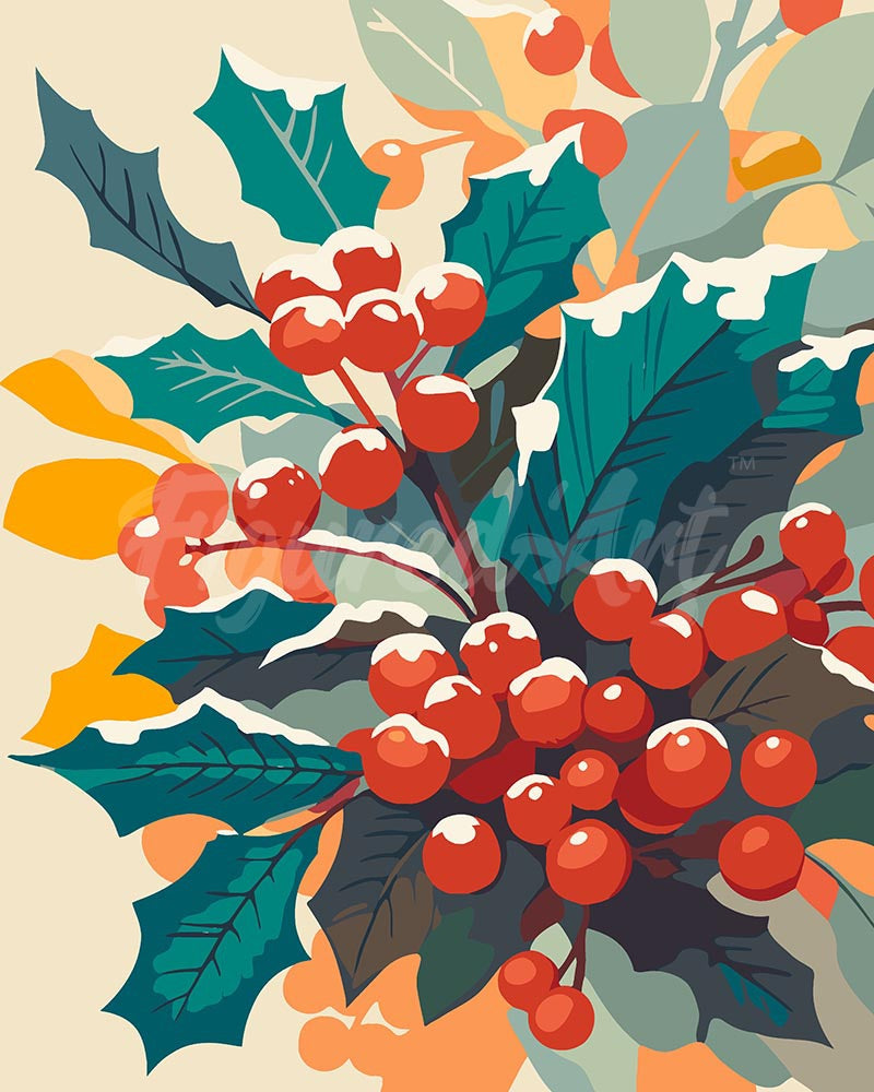 Schilderen op Nummer - Besneeuwde Hulst