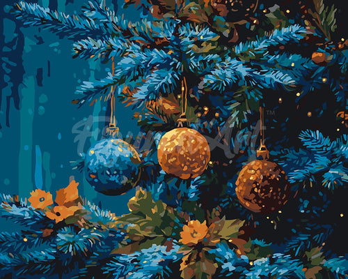 Schilderen op Nummer - Blauwe Spar en Ballen