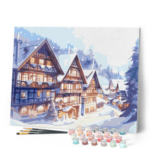 Afbeelding in Gallery-weergave laden, Schilderen op Nummer - Besneeuwd Dorp in Aquarel