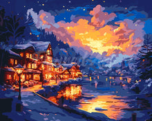 Afbeelding in Gallery-weergave laden, Schilderen op Nummer - Verlicht Dorp aan het Meer