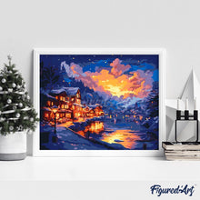 Afbeelding in Gallery-weergave laden, Schilderen op Nummer - Verlicht Dorp aan het Meer