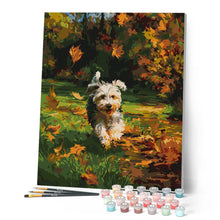 Afbeelding in Gallery-weergave laden, Schilderen op Nummer - Vrolijke pup in de herfst