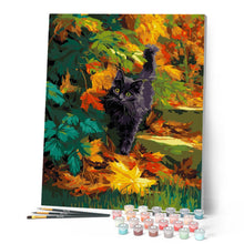 Afbeelding in Gallery-weergave laden, Schilderen op Nummer - Zwarte kat in de herfst