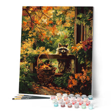 Afbeelding in Gallery-weergave laden, Schilderen op Nummer - Schattige wasbeer in de herfst
