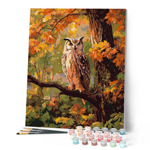 Afbeelding in Gallery-weergave laden, Schilderen op Nummer - Uil tussen gouden bladeren