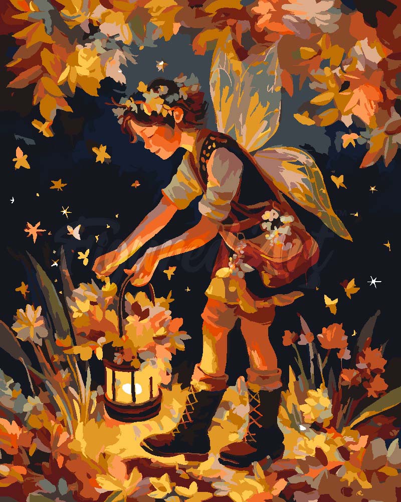 Schilderen op Nummer - Schattige herfstfee