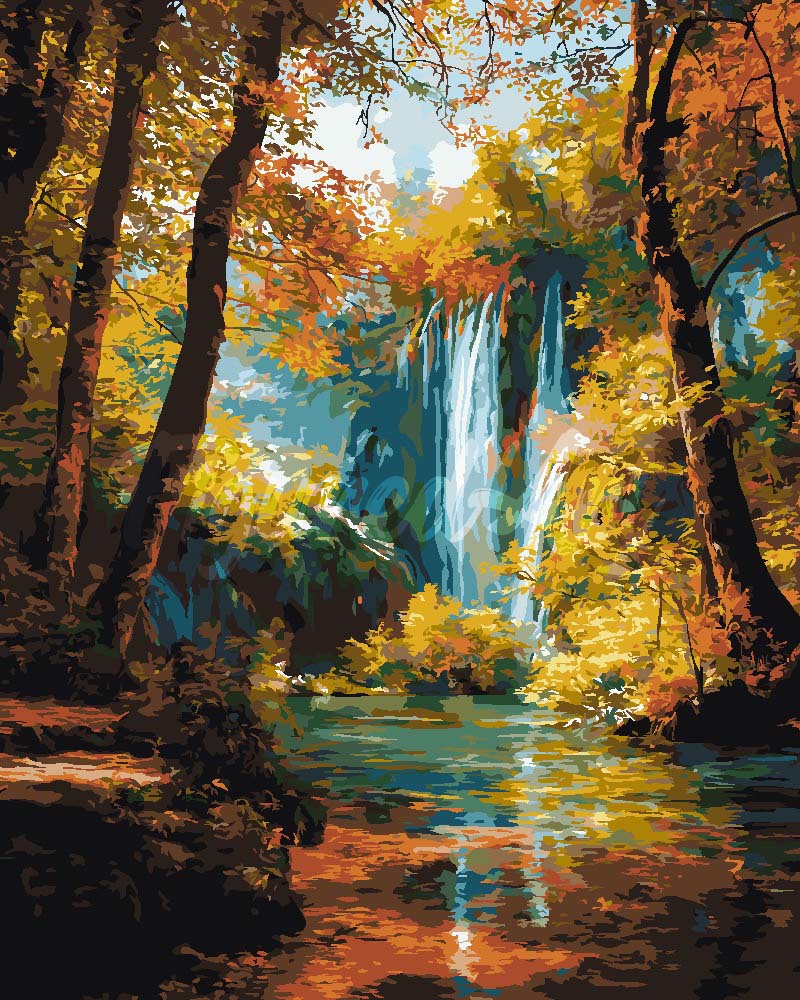 Schilderen op Nummer - Herfstwaterval