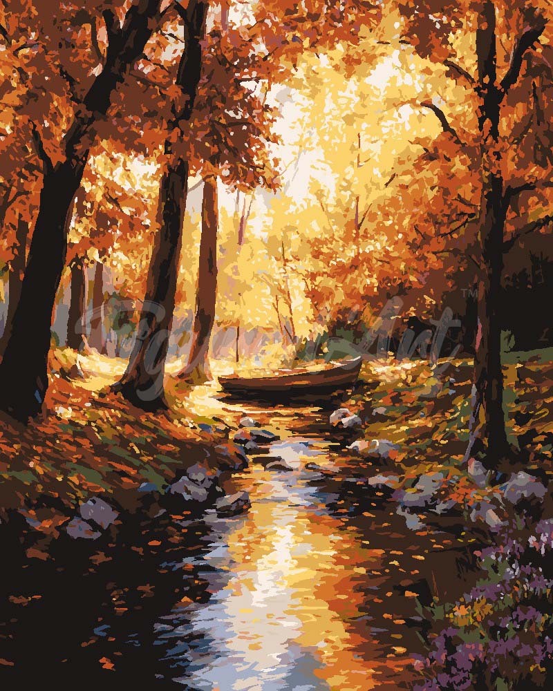 Schilderen op Nummer - Gouden herfststroom