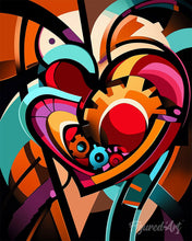 Afbeelding in Gallery-weergave laden, Schilderen op Nummer - Gedurfd Abstract Hart Tandwielen