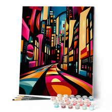 Afbeelding in Gallery-weergave laden, Schilderen op Nummer - Gedurfd Abstract Nachtstad