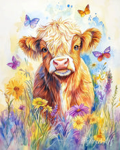 Afbeelding in Gallery-weergave laden, Schilderen op Nummer - Schotse Hooglander met Vlinders