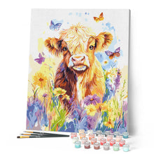 Afbeelding in Gallery-weergave laden, Schilderen op Nummer - Schotse Hooglander met Vlinders