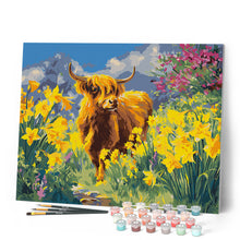 Afbeelding in Gallery-weergave laden, Schilderen op Nummer - Schotse Hooglander met Narcissen