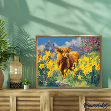 Afbeelding in Gallery-weergave laden, Schilderen op Nummer - Schotse Hooglander met Narcissen