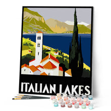 Afbeelding in Gallery-weergave laden, Schilderen op Nummer - Vintage poster van de Italiaanse meren