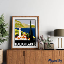 Afbeelding in Gallery-weergave laden, Schilderen op Nummer - Vintage poster van de Italiaanse meren