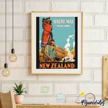 Afbeelding in Gallery-weergave laden, Schilderen op Nummer - Vintage poster van Nieuw-Zeeland