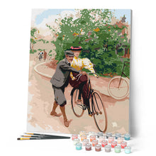 Afbeelding in Gallery-weergave laden, Schilderen op Nummer - Romantische fietsles - vintage schilderij